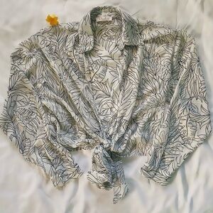 Blush White and Black Long Sleeve Blouse